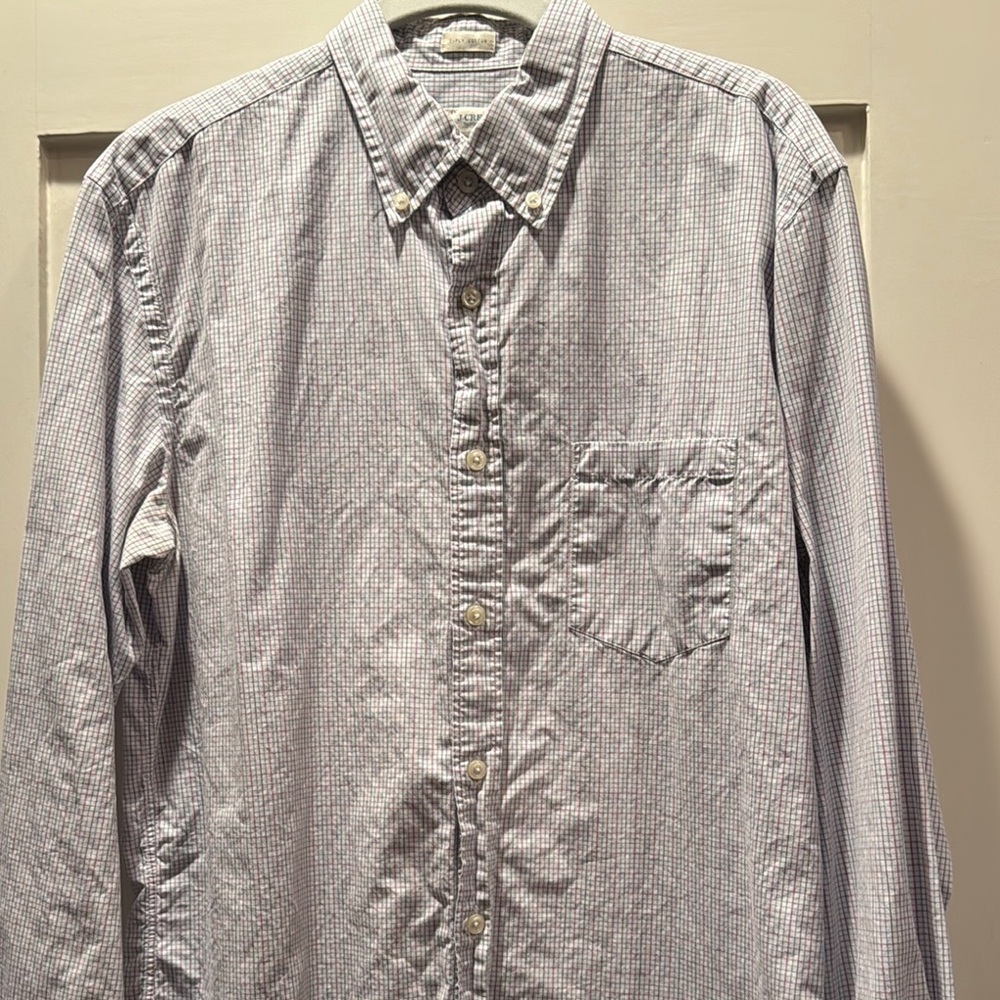 Men's J. Crew tiny check Casual Button Down Shirt with Button Down color